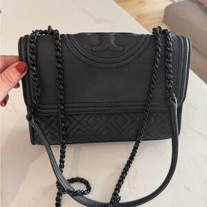 Tory Burch Black Fleming Matte Crossbody Bag
